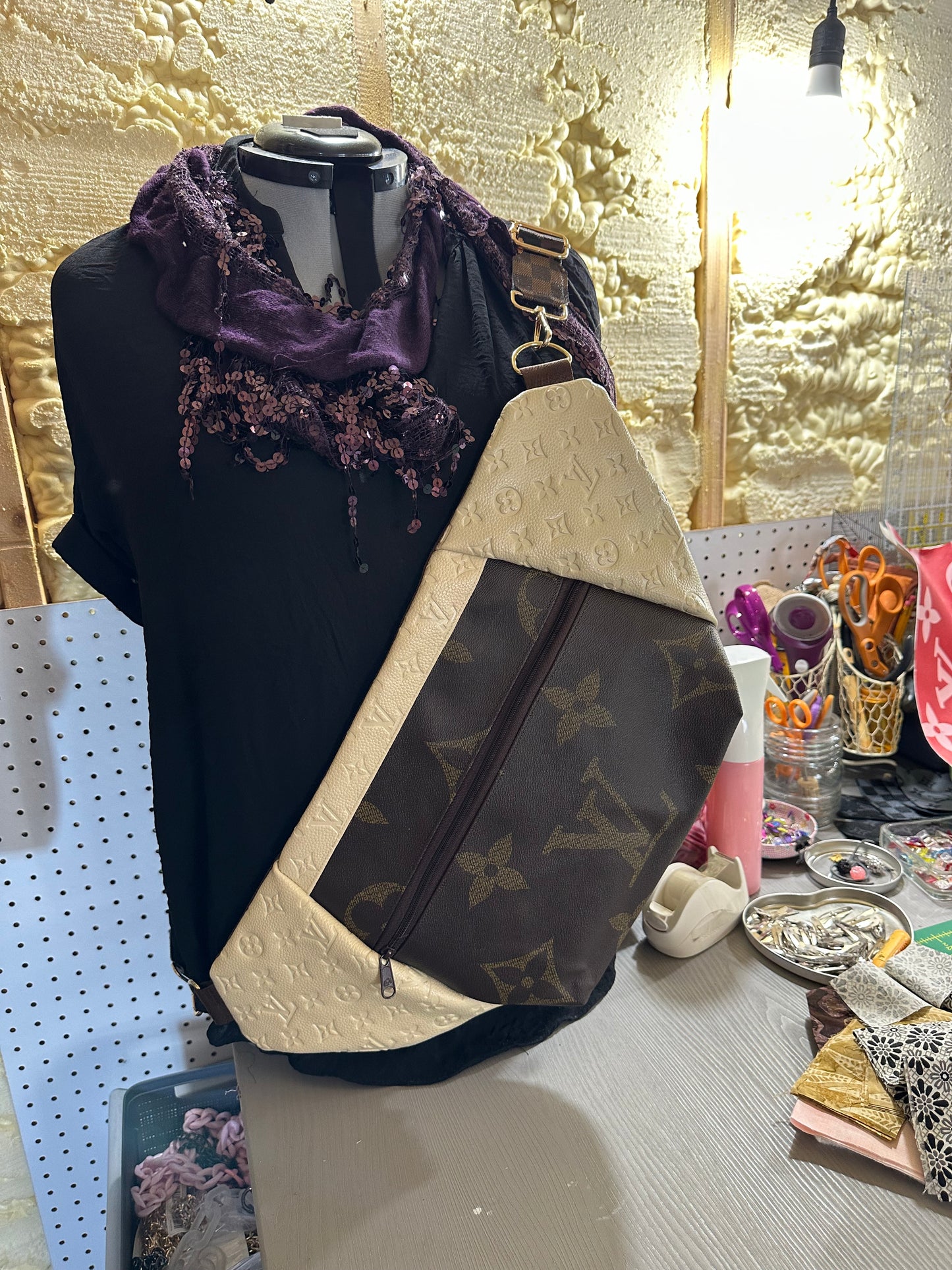 Up Cycled Dark Brown cross body bag